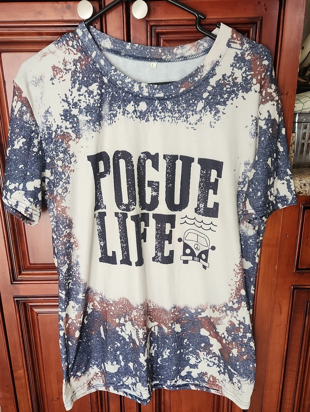 Pogue Life Womens Graphic Tee - Blue & Brown Tie-Dye